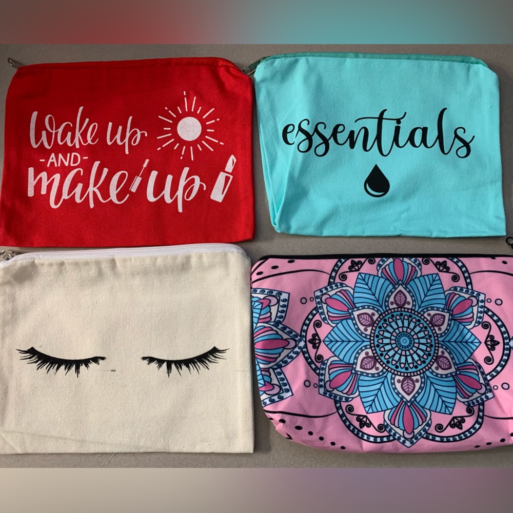 4 Cosmetic Makeup Zipper Pouch Bags Brand New
